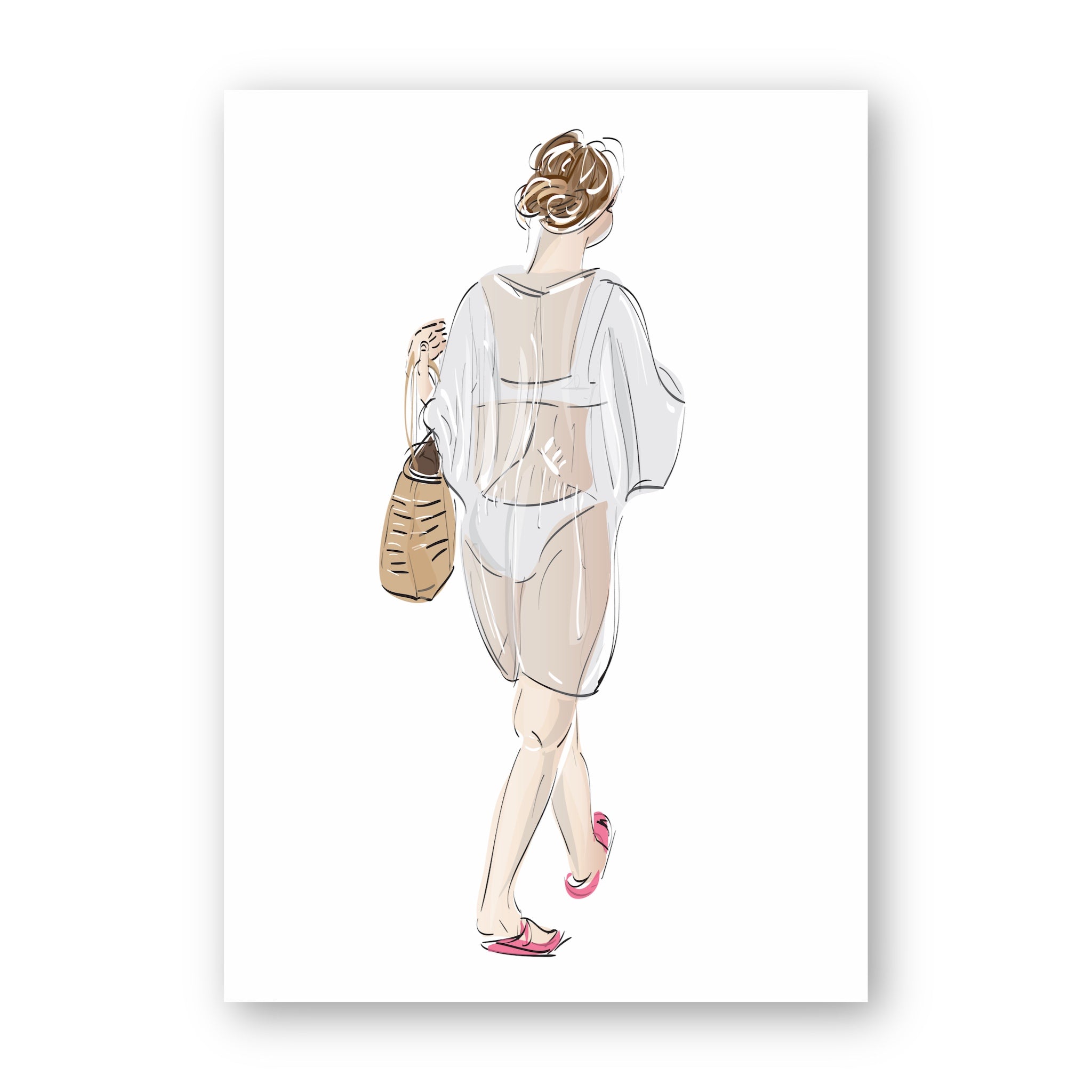 העירוניים - עם הגב לים - אשה לבושה לבן על לבן - ILANIT SHAMIA | HOME