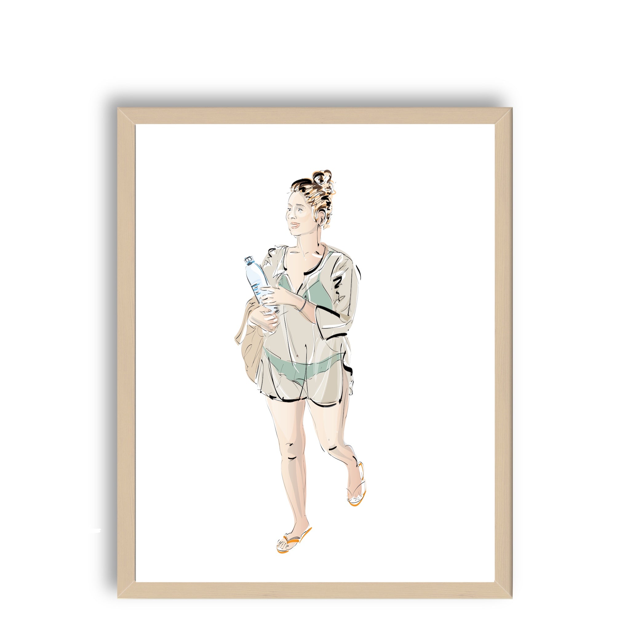 העירוניים - עם הגב לים - בחורה בשיער אסוף, טוניקה שקופה ובקבוק מים - ILANIT SHAMIA | HOME